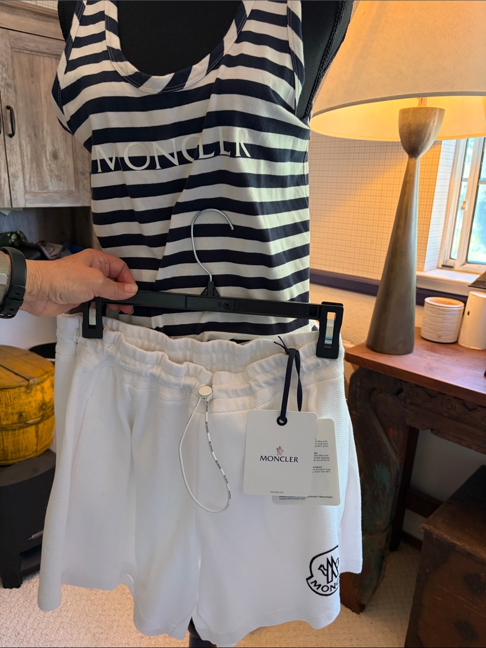 Moncler White Women’s Elastic Drawstring Athletic Shorts